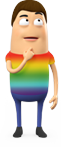 Character with colourful jumper